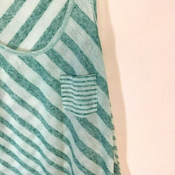 Delia's Tank Top Lightweight Chest Pocket Women's Size Small Turquoise Stripe - Picture 3 of 9